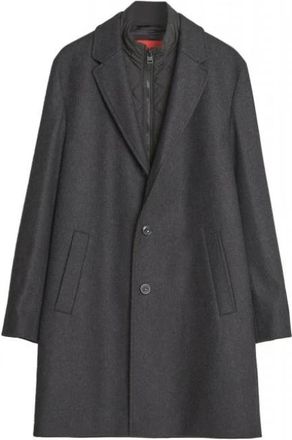 HUGO BOSS Milogan Bib Coat - Heren - Mantel - Zwart - M - Wol - Jassen