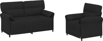 vidaXL Juego De Sof&aacute; 2 Uds. Negro Tela Vidaxl