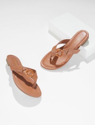 Talbots Gia Buckle Thong Sandals - Havana Tan - 10M Talbots