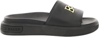 Bally Mens Jaxons 6300152 Leather Sandals In Black Bovine Grained