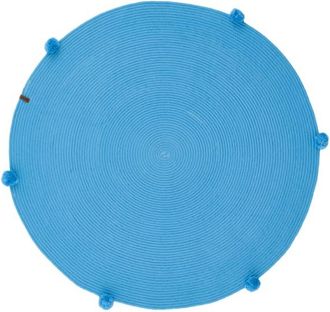 Nazar Rugs Alfombra infantil redonda hecha a mano con aspecto de yute azul - D120