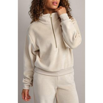 Rhone Plush Half Zip Pullover in Bone at Nordstrom, Size Large