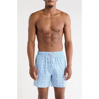 Vintage Summer Swimwear Stretch Tile Volley Swim Shorts in Blue at Nordstrom Rack, Size Xx-Large