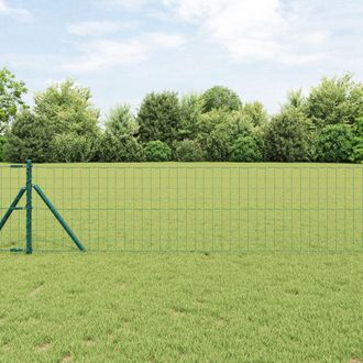 Berkfield Home Euro Fence with 13 Posts 0.8x25 m Galvanised Steel Green in Silver