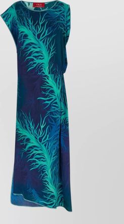 F.R.S. For Restless Sleepers silk viscose printed asymmetric draped sleeveless midi dress