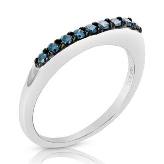 Vir Jewels 1/4 cttw Blue Diamond Ring Wedding Band.925 Sterling Silver Prong Set Round