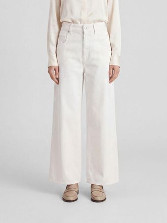 Brunello Cucinelli Jeans wide leg a vita media in denim di cotone