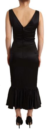 Dolce & Gabbana Womens Black Silk Stretch Sheath Mermaid Midi Dress