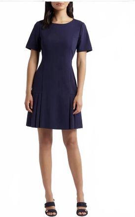 Elie Tahari Stretch Crepe Dress In Midnight Blue