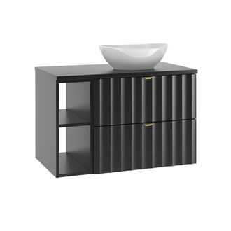 Petits Meubles Mueble lavabo 2 compartimientos estratificado Negro