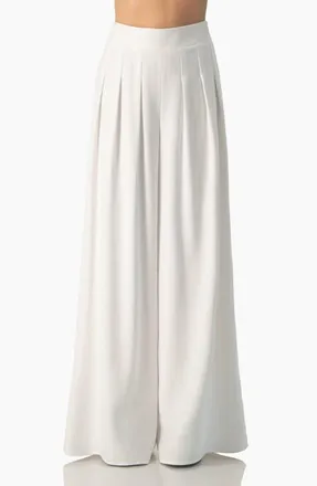 Ivonne Relaxed High-Rise Wide-Leg Crepe Palazzo Trousers in White at Nordstrom, Size 10