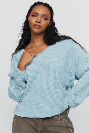Pilcro 100% Cotton Waffle V-Neck Sweatshirt