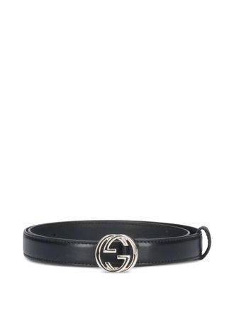 Gucci Leren riem met logogesp - Zwart