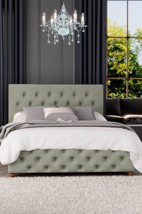 Laurence Llewelyn-Bowen Luna Ottoman Storage Bed in Plush Velvet Fabric, Custom Made in Duck Egg Blue | Size: King