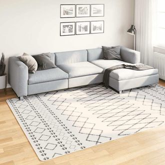 vidaXL Alfombra Lavable Antideslizante Negro Y Blanco 190x300 Cm Vidaxl