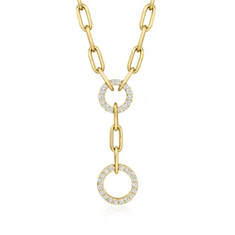 Ross-Simons Diamond Circle Paper Clip Link Y-Necklace in 14kt Yellow Gold