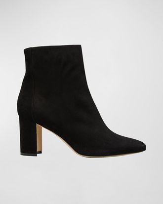Manolo Blahnik Rosie Suede Zip Ankle Booties