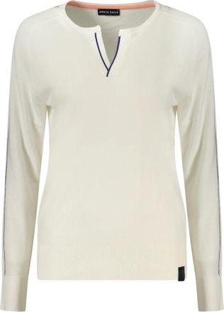 North Sails Poloshirt met lange mouwen - Dames - V-hals truien - Wit - 2XL - Polyester - Truien & Vesten