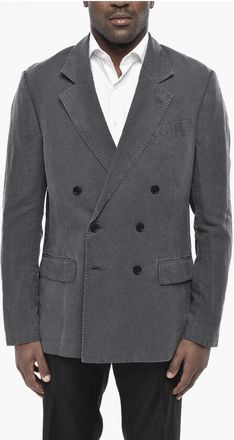 AllSaints Linen-Blend Double-Breasted Blazer TANSEY With Flap Pockets size Xl
