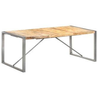 Berkfield Home Dining Table 200x100x75 cm Solid Rough Mango Wood in Brown | Size: 200 x 100 x 75 cm