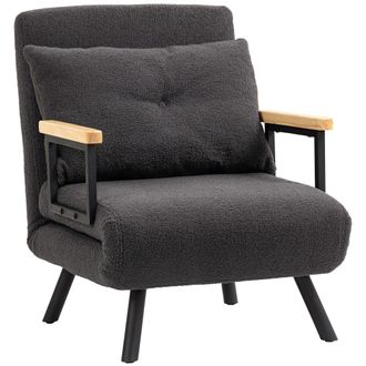 HOMCOM Sof&aacute; cama individual 63x73x81 cm gris oscuro