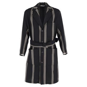 Vivienne Westwood Pre-owned Mens Belted Striped Coat in Wool - Black - Size IT 50 (Mens)