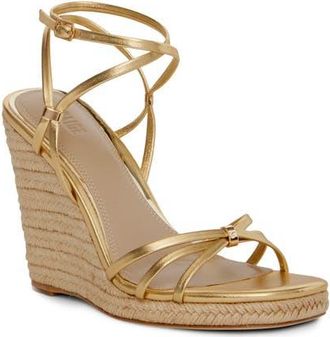 Paige Kylen Ankle Strap Wedge Sandal in Gold at Nordstrom, Size 10.5