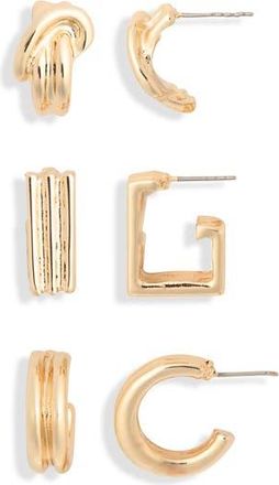 Nordstrom Rack 3-Pack Geo Assorted Hoop Earrings in Gold at Nordstrom Rack
