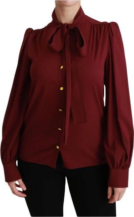 Dolce & Gabbana Polo Blouse met Sjaalkraag - Dames - Overhemden - Rood - 2XS - Overhemden
