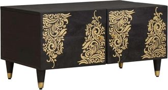 vidaXL Mesa De Caf&eacute; Negro 80 X 50 X 40 Cm Madera De Mango Maciza Vidaxl