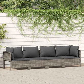 vidaXL Set De Muebles De Jard&iacute;n 4 Pzas Y Cojines Rat&aacute;n Sint&eacute;tico Gris Vidaxl