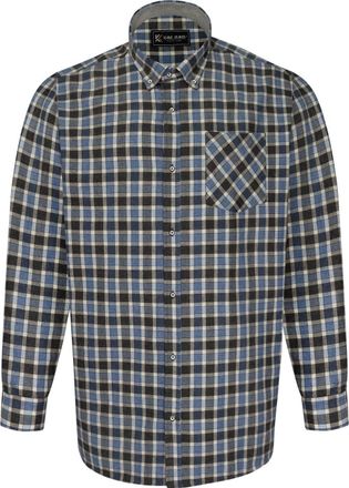 KAM Jeanswear Mens Long Sleeve Flannel Herringbone Check Shirt - Blue - 5XL