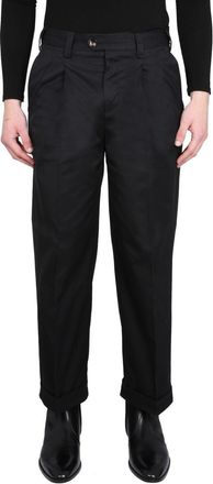 Pantaloni Torino Relaxed-Fit Black Pants With Button And Zipper Closure