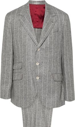 Brunello Cucinelli speckle-knit single-breasted suit - men - Cashmere/Wool/Cupro/Viscose/Silk/Cotton - 52 - Grey