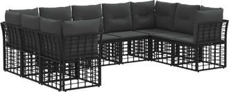 vidaXL Conjunto De Sof&aacute;s De Exterior Negro Y Gris Oscuro Poli&eacute;ster Vidaxl