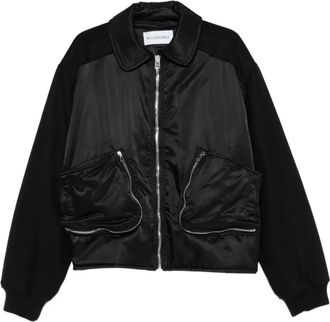 Bluemarble Bomber con zip e maniche in lana - Nero