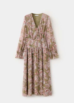 Mango Floral-print chiffon midi dress verde - Donna - XS - MANGO
