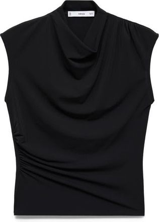 Mango Drape Neck Knit Tank in Black at Nordstrom, Size X-Small