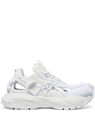 Versace White Sneakers With Panelled Design And Cut-Out
