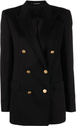 Tagliatore double-breasted blazer - women - Virgin Wool/Cashmere/Cupro - 46 - Black