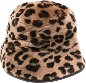 Liska leopard-print bucket hat - women - Sheep Skin/Shearling - 58 - Brown