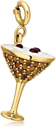 Ross-Simons Tiger Eye Espresso Martini Charm With Enamel in 18kt Gold Over Sterling