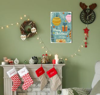 Queence Metallbild »Merry Christmas!« Schriftzug Schriftzüge Weihnachten Weihnachtsbaumkugeln 1 Stk. tlg. Stahlschilder