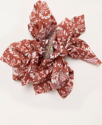 Fat Face FatFace Brown Printed Bow Claw Clip