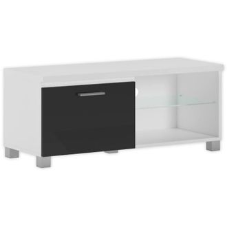 Skraut Home Tv mobile led - porta tv, soggiorno, bianco mate e nero laccato, dimensioni: 100 x 40 x 42 cm - Skraut Home
