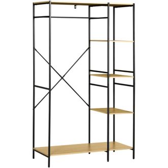 HOMCOM Homcom - Perchero De Ropa Perchero De Madera Con 4 Estantes De Almacenaje Y Barra Para Colgar Carga 30 Kg Para Dormitorio Sal&oacute;n Entrada 100x46x170,5 C