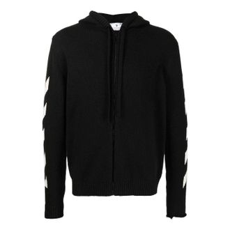 Off-white Mens Off-White SS22 Back Classic Logo Printing Zipper Hooded Long Sleeves Ordinary Version Black OMHA080C99KNI0011001