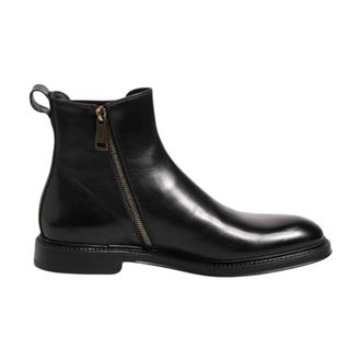 Dolce & Gabbana Stivaletti Chelsea in Pelle a Met&agrave; Polpaccio - - Shoes - Uomo - Nero - 41 EU