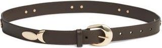 Treasure & Bond Tatum Stud Leather Belt in Brown Java at Nordstrom Rack, Size Large