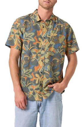 O'Neill Standard Fit OG Floral Print Short Sleeve Button-Up Shirt in Dark Shadow at Nordstrom, Size Xx-Large